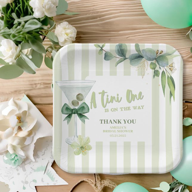 Assiettes En Carton Tini un est en route Martini Baby shower (Créateur téléchargé)