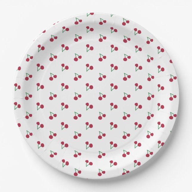 Assiettes En Carton Tiny Cherry Print (Devant)