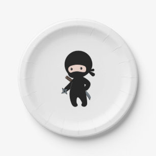 Assiettes En Carton Tiny Ninja tenant l'étoile à lancer