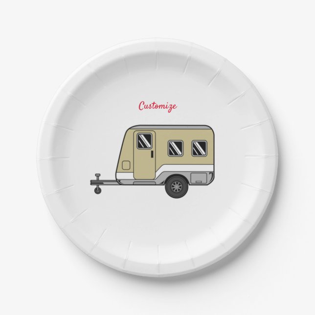 Assiettes En Carton Tiny Tan Caravan Camper Thunder_Cove (Devant)