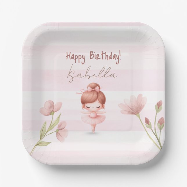 Assiettes En Carton Tiny Twirls – Ballerina  (Recto)