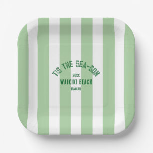Assiettes En Carton Tis SeaSon Custom Beach Christmas Green Stripe