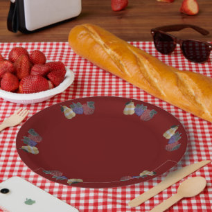 Assiettes En Carton Tissu Art Patchwork Look Fruit Cranberry