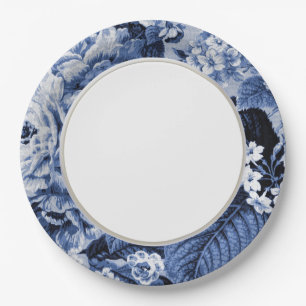 Assiettes En Carton Tissu floral vintage bleu No.1 de Toile de