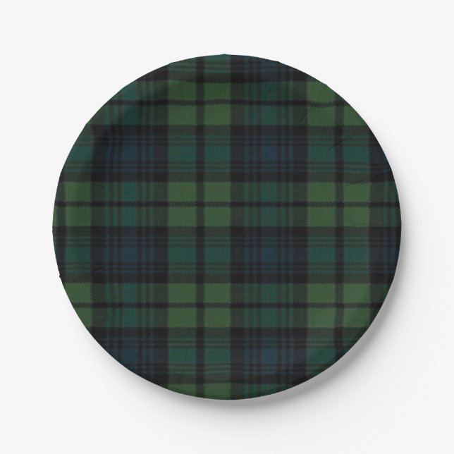 Assiettes En Carton Tissu Tartan Plaque de papier rond de 7 po (Devant)