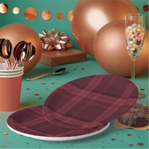 Assiettes En Carton Tissu Tartan Plaque de papier rond de 9 po