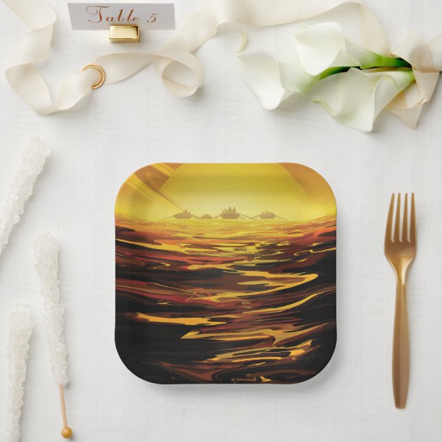 Assiettes En Carton Titan la plus grande lune de la planète Saturne (Mariage)