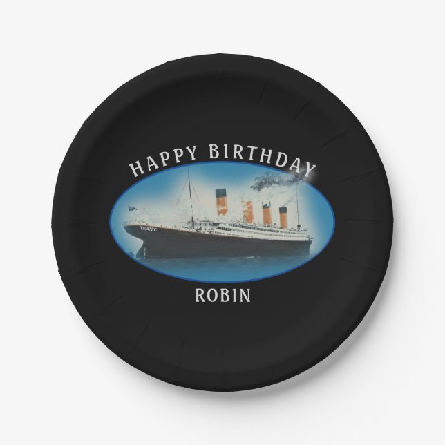 Assiettes En Carton Titanic Birthday Black RMS White Star Line Ship (Devant)