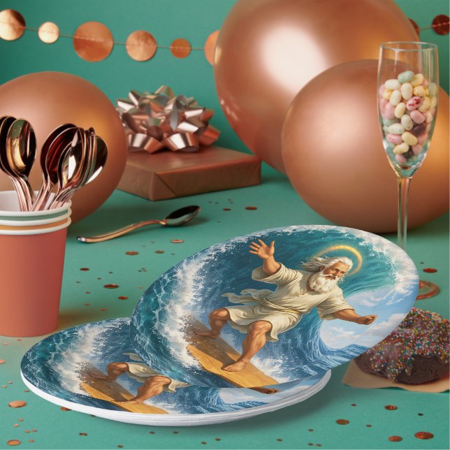 Assiettes En Carton Title surfing Moses biblical art party paper plate (Multi)
