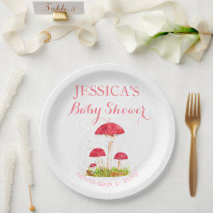 Assiettes En Carton Toadstool Champignon Aquarelle Baby shower mou