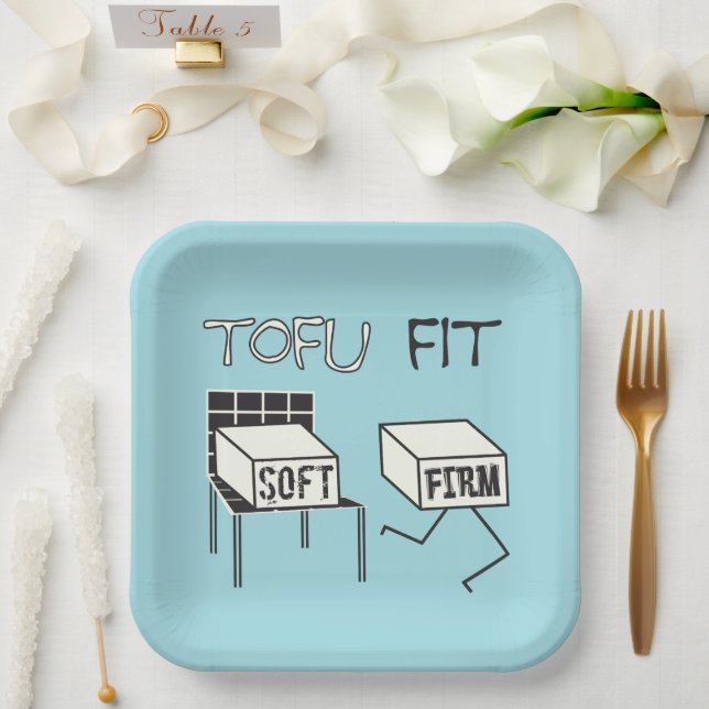 Assiettes En Carton Tofu Fit Funny Running Tofu Soy thème (Mariage)