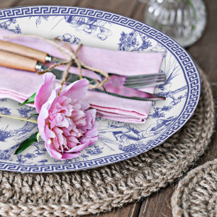 Assiettes En Carton Toile bleue et blanche de Jouy Fête des mariées