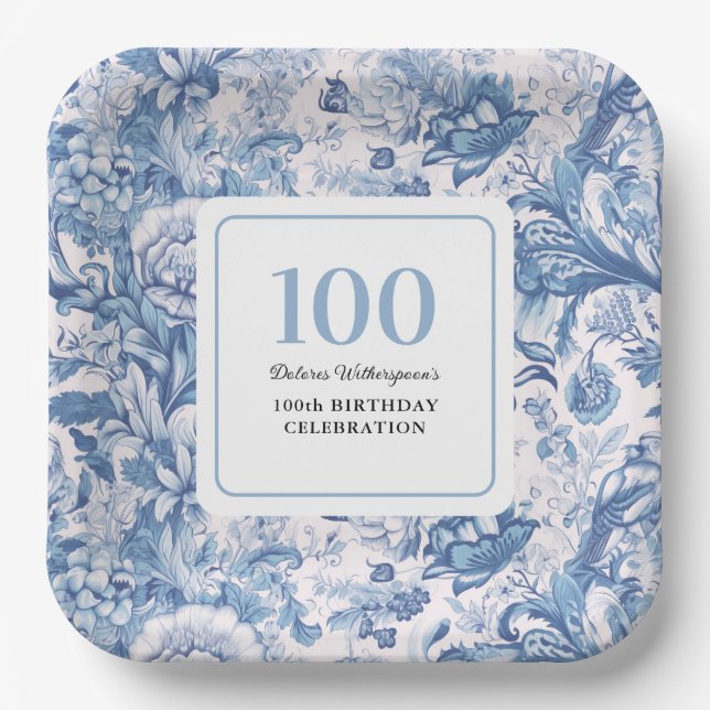 Assiettes En Carton Toile Bleue Française 100e anniversaire (Recto)