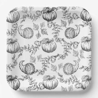 Assiettes En Carton Toile Citrouille noir 9 po. Plaque papier carré