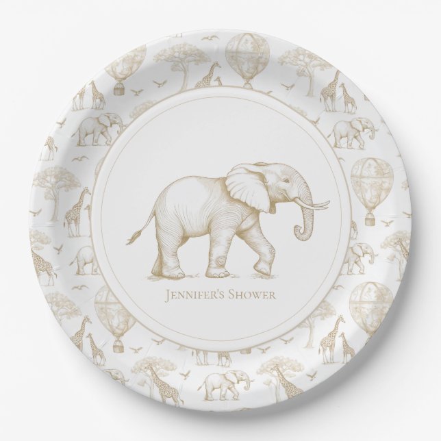 Assiettes En Carton Toile de Baby shower classique Little Wild (Devant)