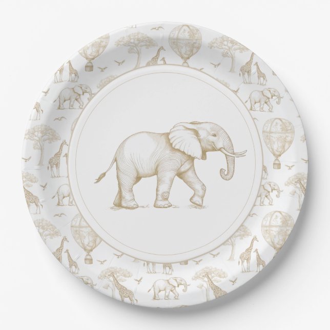 Assiettes En Carton Toile de Baby shower classique Little Wild (Devant)