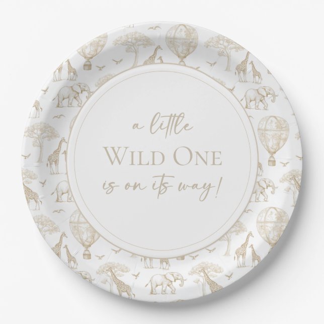 Assiettes En Carton Toile de Baby shower classique Little Wild (Devant)