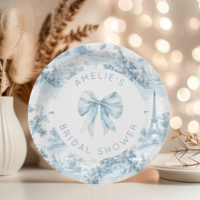 Assiettes En Carton Toile de Jouy douche de mariée romantique français (Créateur téléchargé)