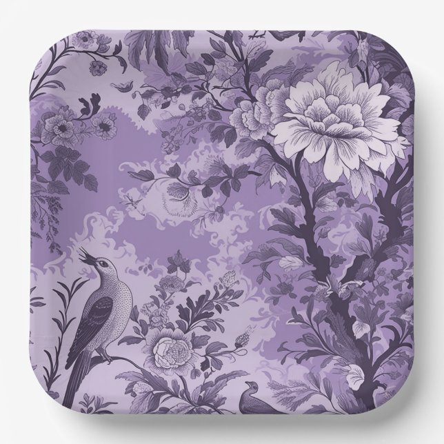 Assiettes En Carton Toile violet vintage (Recto)