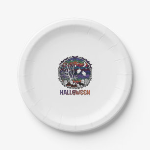 Assiettes En Carton Toiles d'araignée d'Halloween Arbres Fantômes Citr