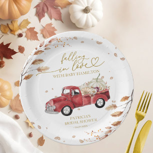 Assiettes En Carton Tomber Amoureux Bébé Shower Automnal Camion Rouge