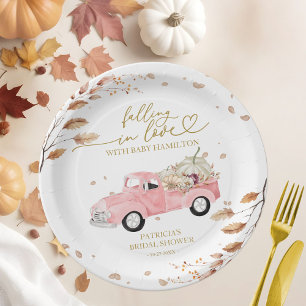 Assiettes En Carton Tomber Amoureux Citrouille Bébé Shower d'Automne