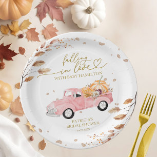 Assiettes En Carton Tomber Amoureux Citrouille Bébé Shower d'Automne