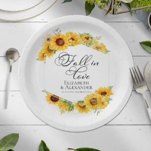 Assiettes En Carton Tomber amoureux Fleur de tournesol Mariage d'aut