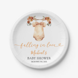 Assiettes En Carton Tomber Dans L'Amour Baby shower Floral Vêtements B