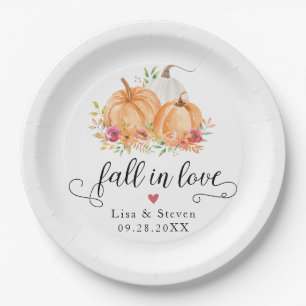 Assiettes En Carton Tomber dans l'amour Plaques Mariages Citrouilles