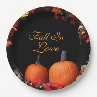 Assiettes En Carton Tomber dans l'amour Rustique Automne Mariage Orang