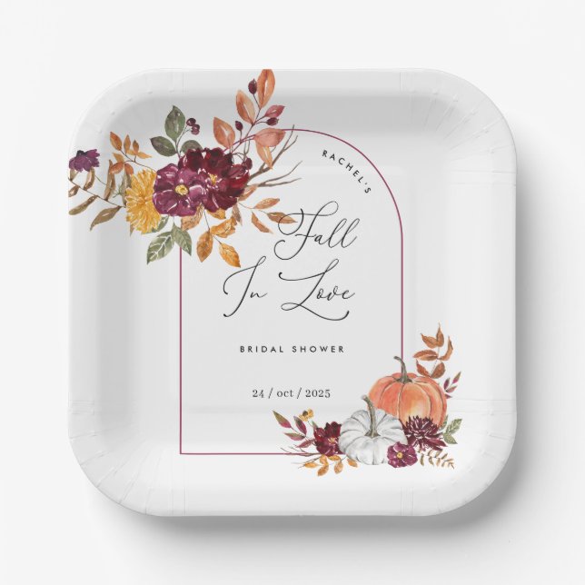 Assiettes En Carton Tombez amoureux de la fête de mariage floral de ci (Recto)