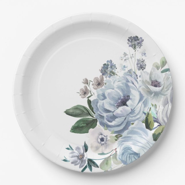 Assiettes En Carton Tons de gris bleu foncé hiver Mariage rustique (Devant)