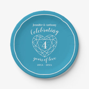 Assiettes En Carton Topaz bleu anniversaire 4 ans de plaques de fête