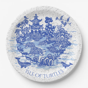 Assiettes En Carton Tortue bleu Willow Tortoise Jardin Whimsical