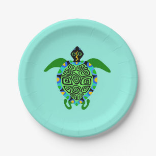 Assiettes En Carton TORTUE de mer graphique - Animaux sauvages Nature 