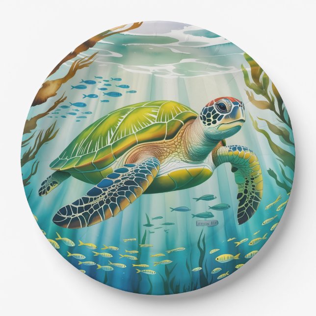 Assiettes En Carton Tortue peinte (Devant)