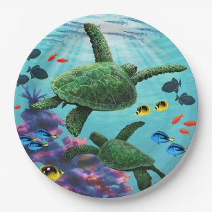 Assiettes En Carton Tortues de mer hawaïennes de crique de Molokini