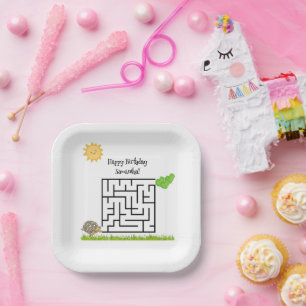 Assiettes En Carton Tortues et laitue, plaques de papier labyrinthe d'