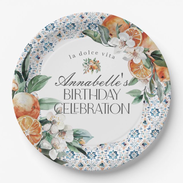 Assiettes En Carton Toscane Carrelage Italien Anniversaire Table Décor (Devant)