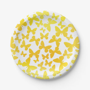 Assiettes En Carton Toss papillon (jaune)