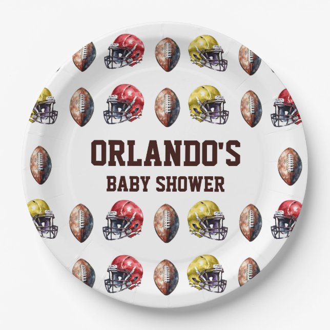 Assiettes En Carton Touchdown Table Plaques Papier Football Thème Part (Devant)