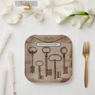 Assiettes En Carton Touches de squelette Vintage victorien en détresse