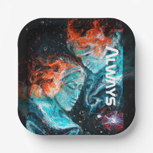 Assiettes En Carton Toujours à travers l'espace Nebula Couple