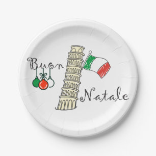 Assiettes En Carton Tour de Buon Natale de Pise