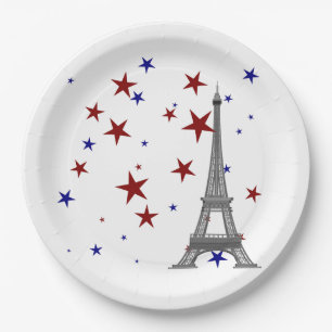 Assiettes En Carton Tour Eiffel avec étoiles