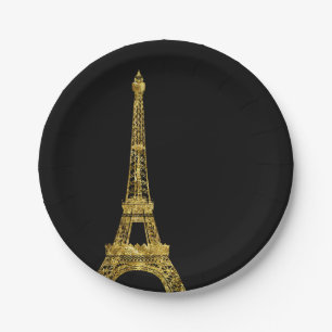 Assiettes En Carton Tour Eiffel de charme d'or