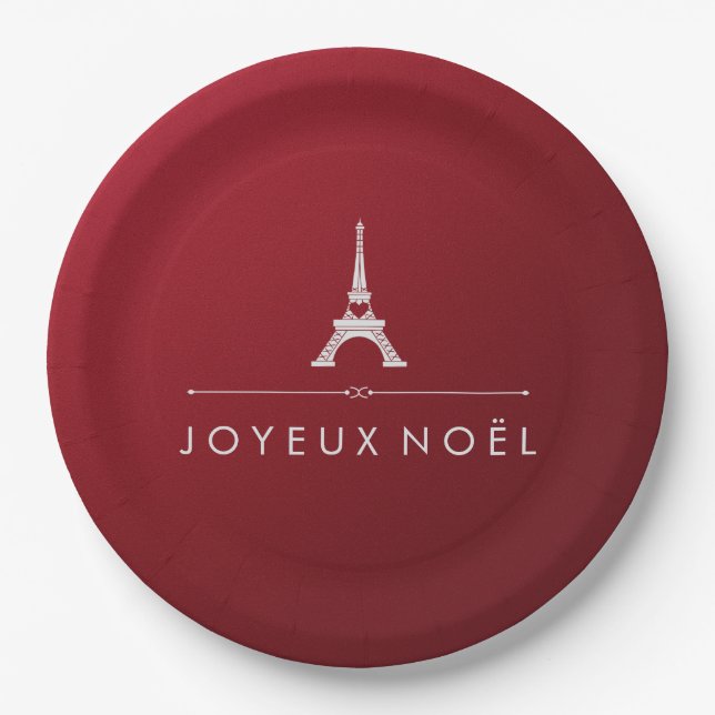 Assiettes En Carton Tour Eiffel français de Joyeux Noel de Noël sur le (Devant)