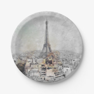 Assiettes En Carton Tour Eiffel Paris France Plaques Papier Chic Voyag