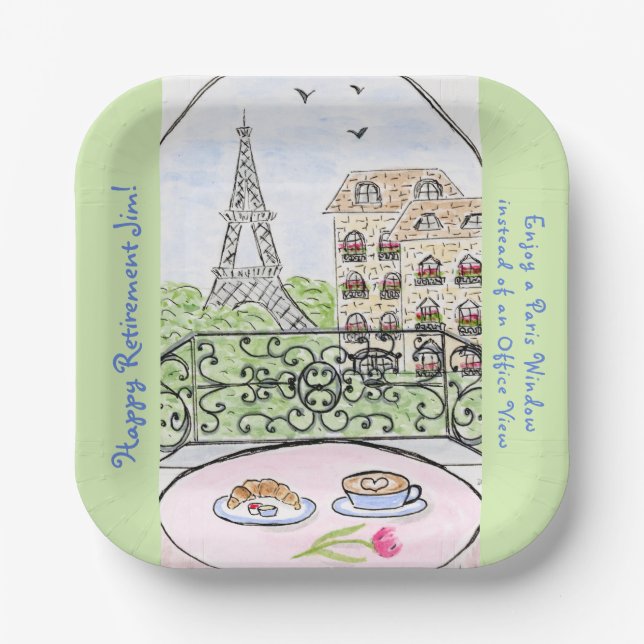 Assiettes En Carton Tour Eiffel Paris Whimsical RETRAITE (Recto)